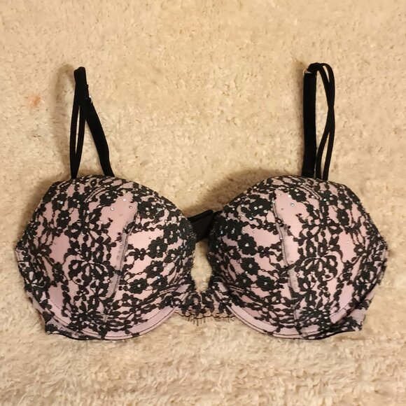 EUC~Victoria Secret's Very Sexy Push-Up Bra with Flowers & Tiny Gems (Size: 32C) - Picture 1 of 6